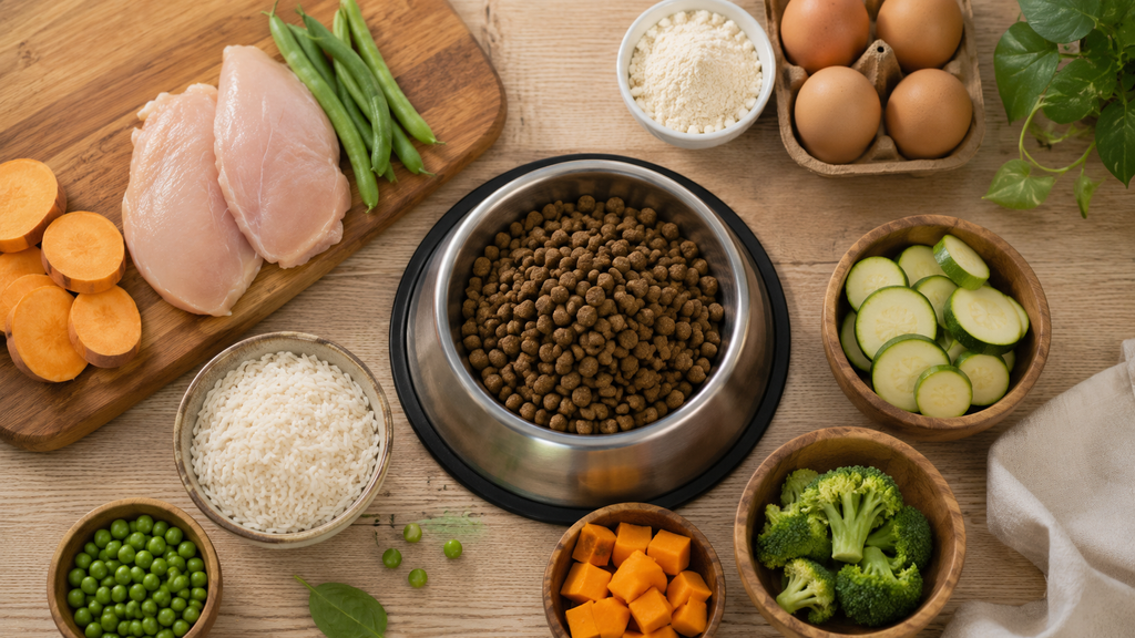 Ingredients commonly considered when choosing sensitive stomach dog food